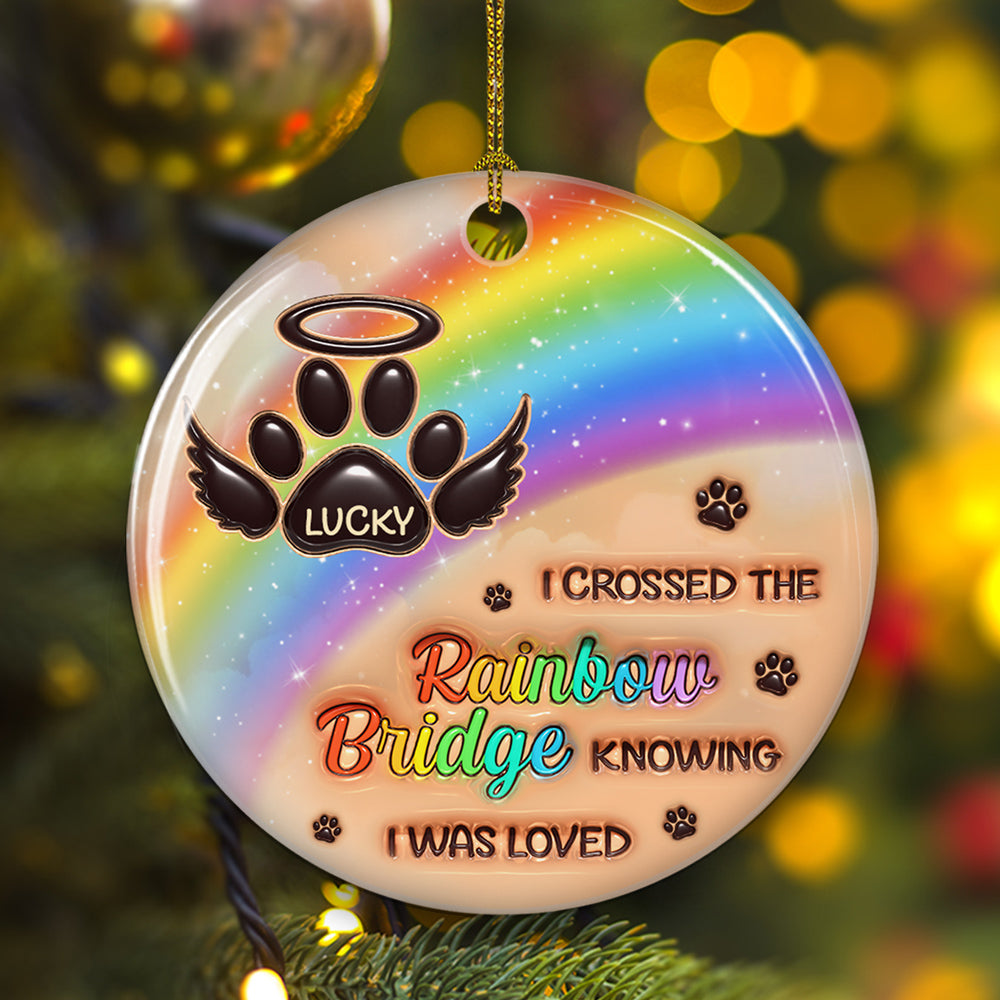 Custom Keepsake Christmas Ornament •  I Wish The Rainbow Bridge Had Visiting Hours - Personalized 3D Inflated Effect Ceramic Ornament