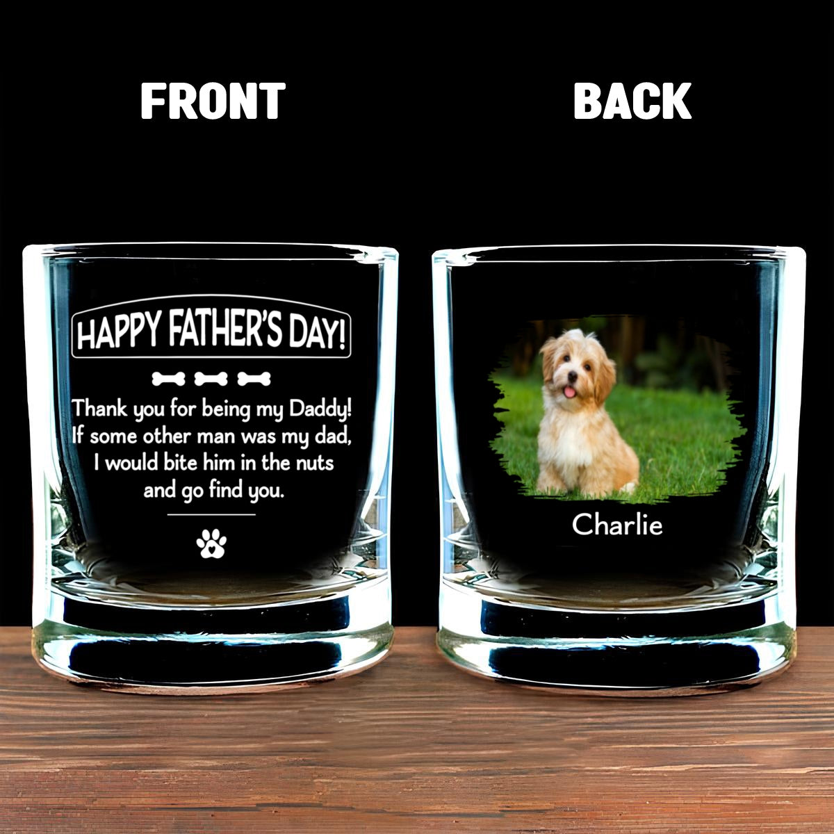 Custom Photo Christmas Birthday Drinkware Gifts for Dog Lovers • Pawsitively Lucky To Bark Photo - Personalized Whiskey Glass