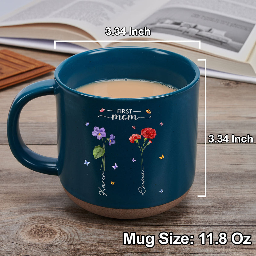 Custom Christmas & Birthday Gift for Mom • First Mom Now Grandma - Personalized Pottery Mug