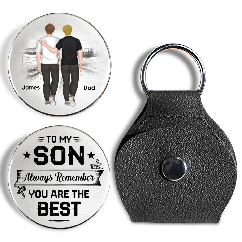 Custom Coin Keychain for Son, Father's Day Birthday Gifts • My Son Is The Best - Personalized Pocket Hug