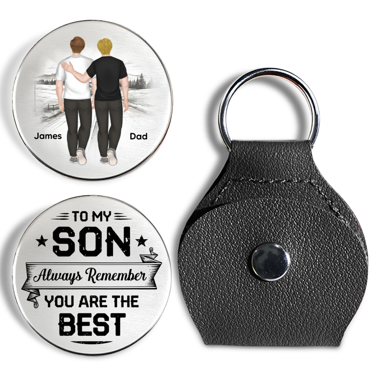Custom Coin Keychain for Son, Father's Day Birthday Gifts • My Son Is The Best - Personalized Pocket Hug