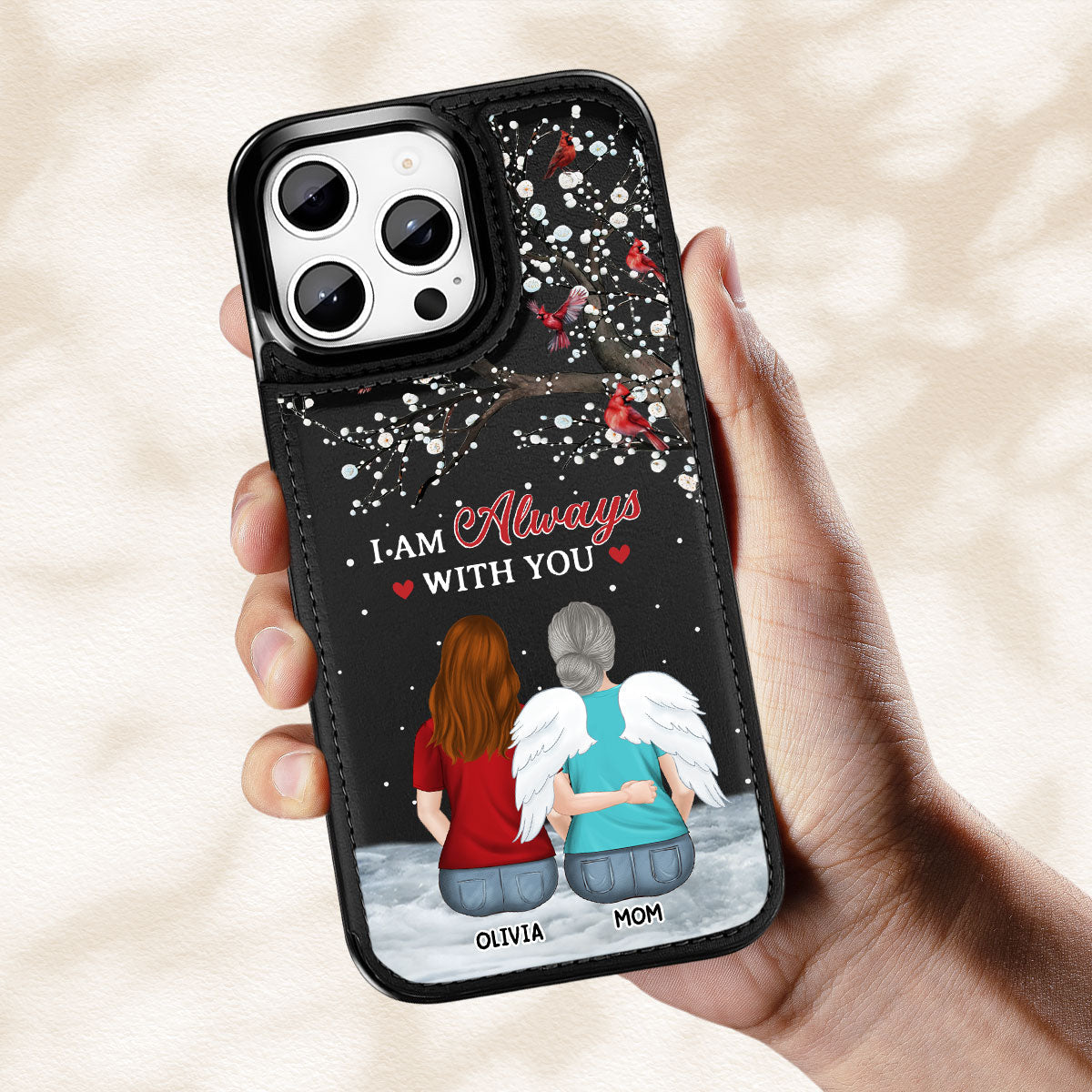 I Am Always With You - Personalized Leather Phone Case