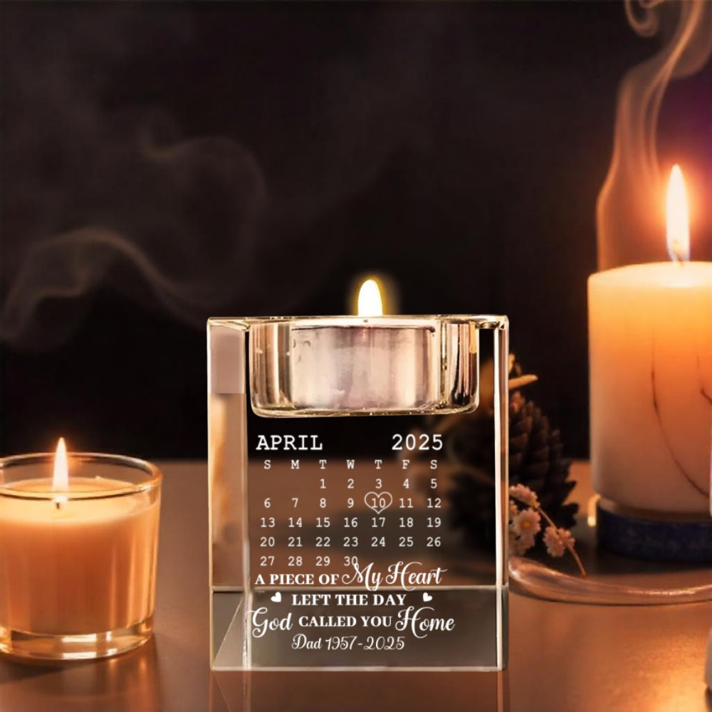A Piece Of My Heart - Personalized Engraved Crystal Candle Holder