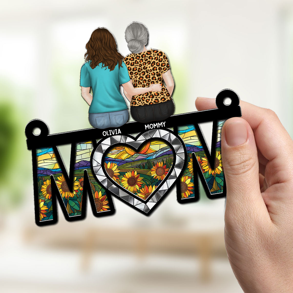 Custom Hanging Decor for Mom Daughter, Mother's Day Gifts • Best Mom Ever - Personalized Suncatcher
