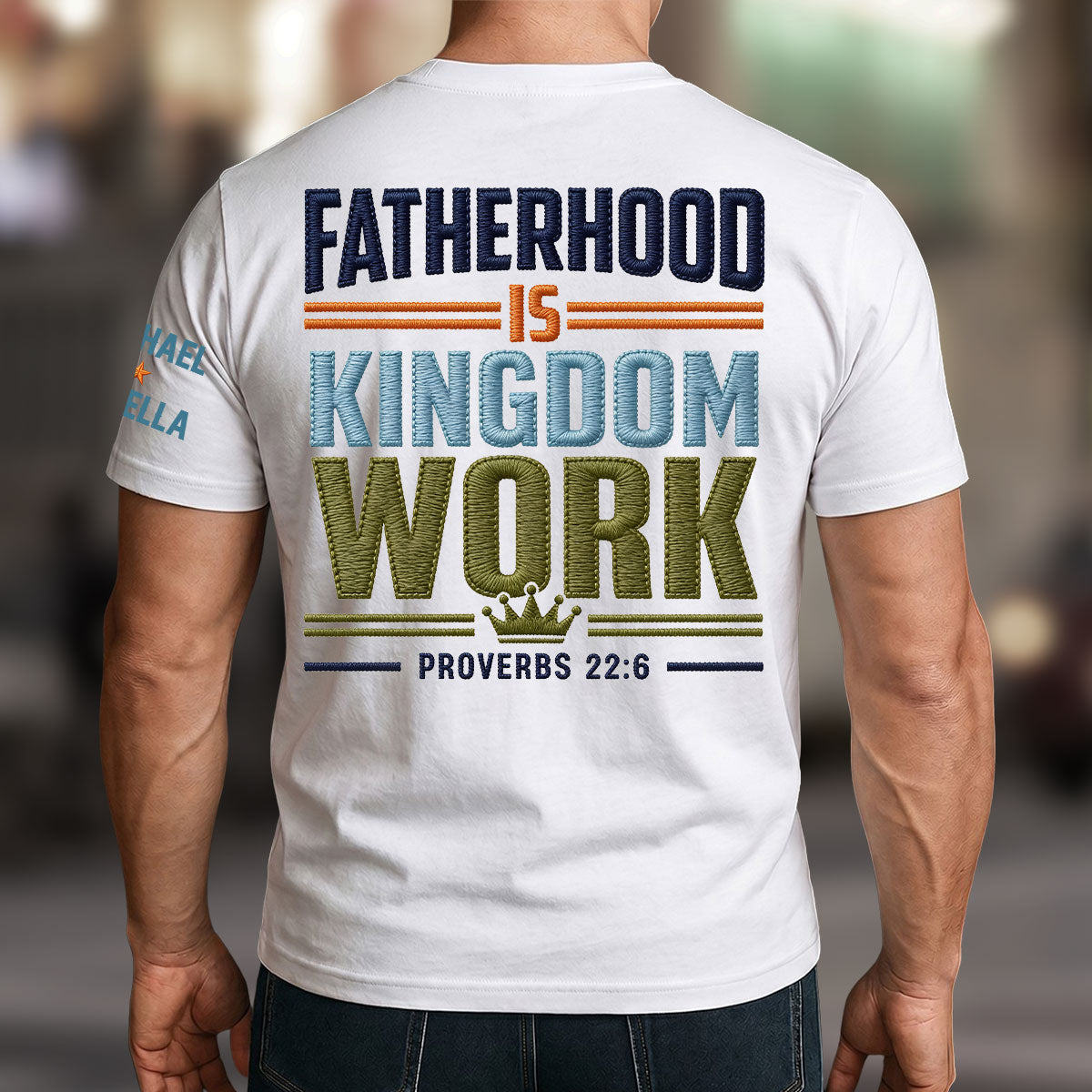Custom Father's Day, Special Gift for Dad & Grandpa • The Kingdom Work - Personalized 3D Effect Shirt With Design On Sleeve