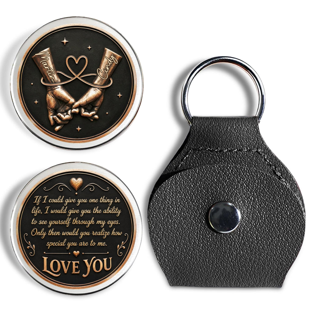 Custom Coin Keychain for Wife, Couple Anniversary Valentine's Day Gifts • My Love For You - Personalized Pocket Hug