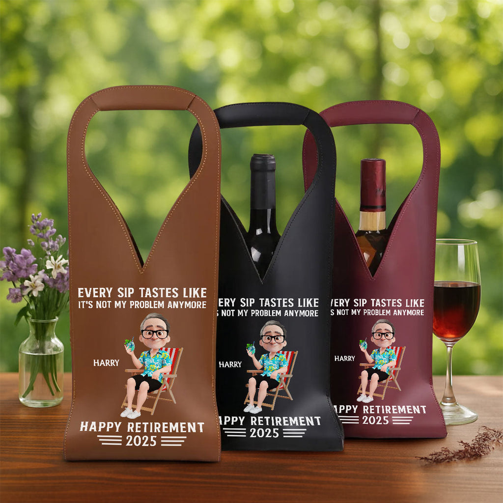 Happy Retirement - Personalized Leather Wine Bag