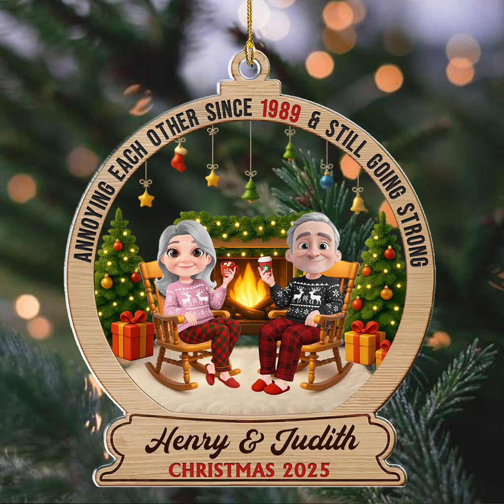 Custom Couple Christmas Ornament, Anniversary Gift •  Annoying Each Other For Years - Personalized Acrylic Ornament