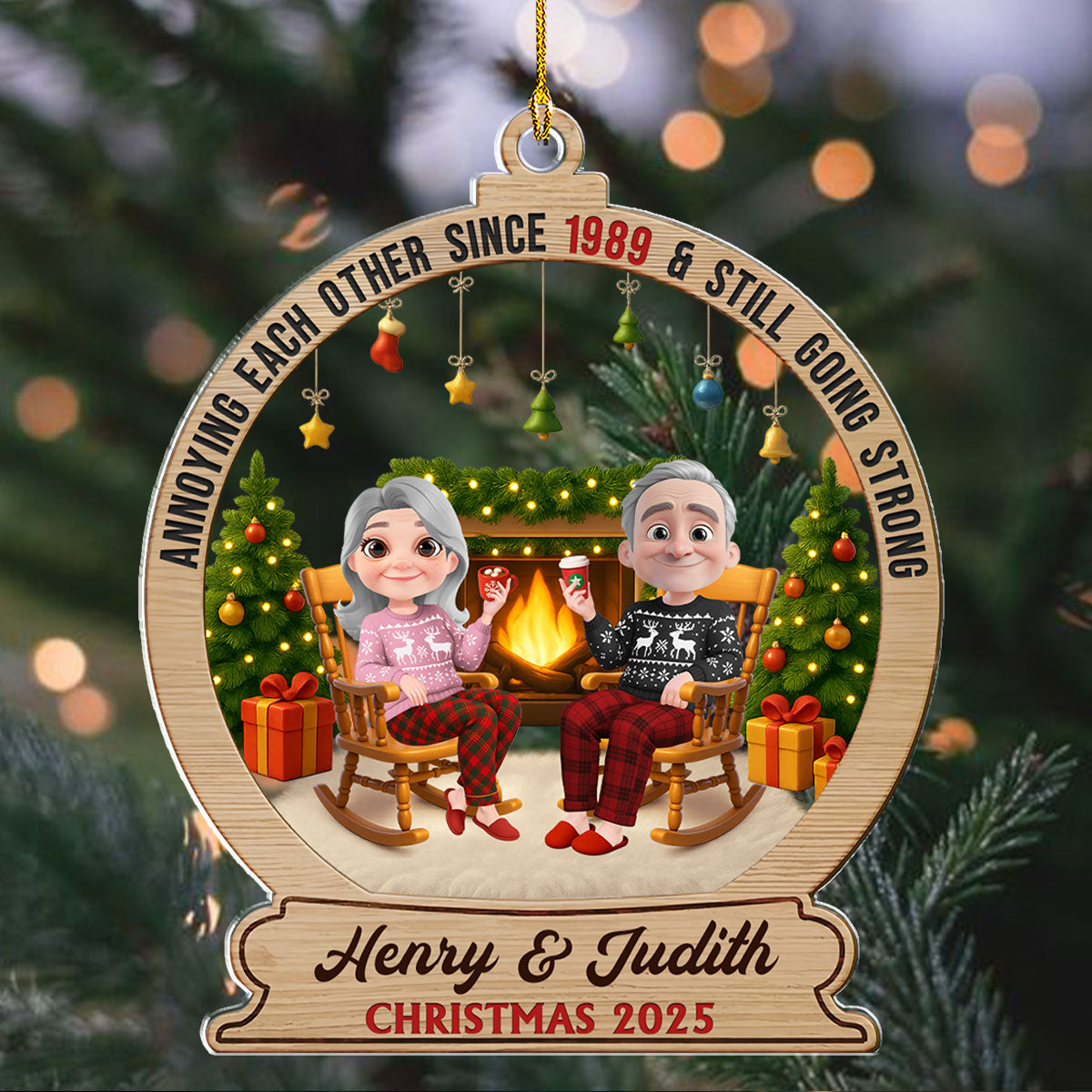 Custom Couple Christmas Ornament, Anniversary Gift •  Annoying Each Other For Years - Personalized Acrylic Ornament