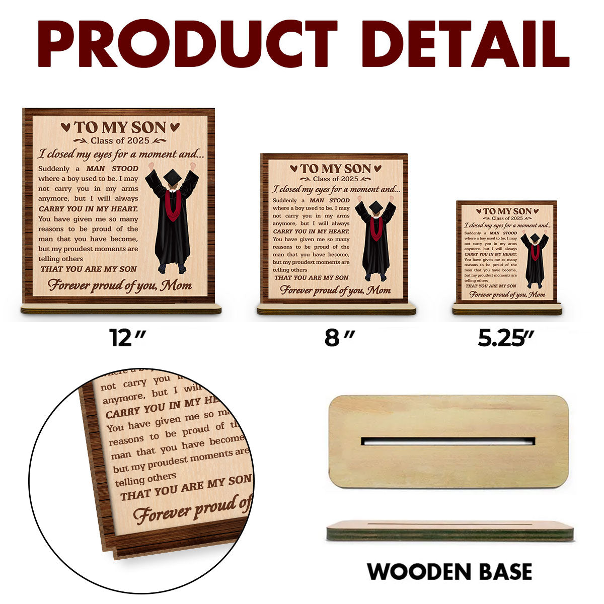 Custom Decor, Christmas Birthday Anniversary Gift Keepsake • Forever Proud Of You - Personalized 2-Layer Wood Plaque With Flat Base