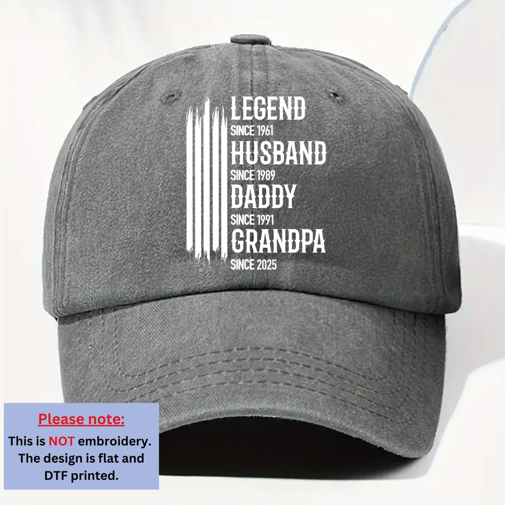 Custom Christmas Headwear Birthday Gifts for Dad, Grandpa • The Original Legend - Personalized Vintage Washed Denim Cap