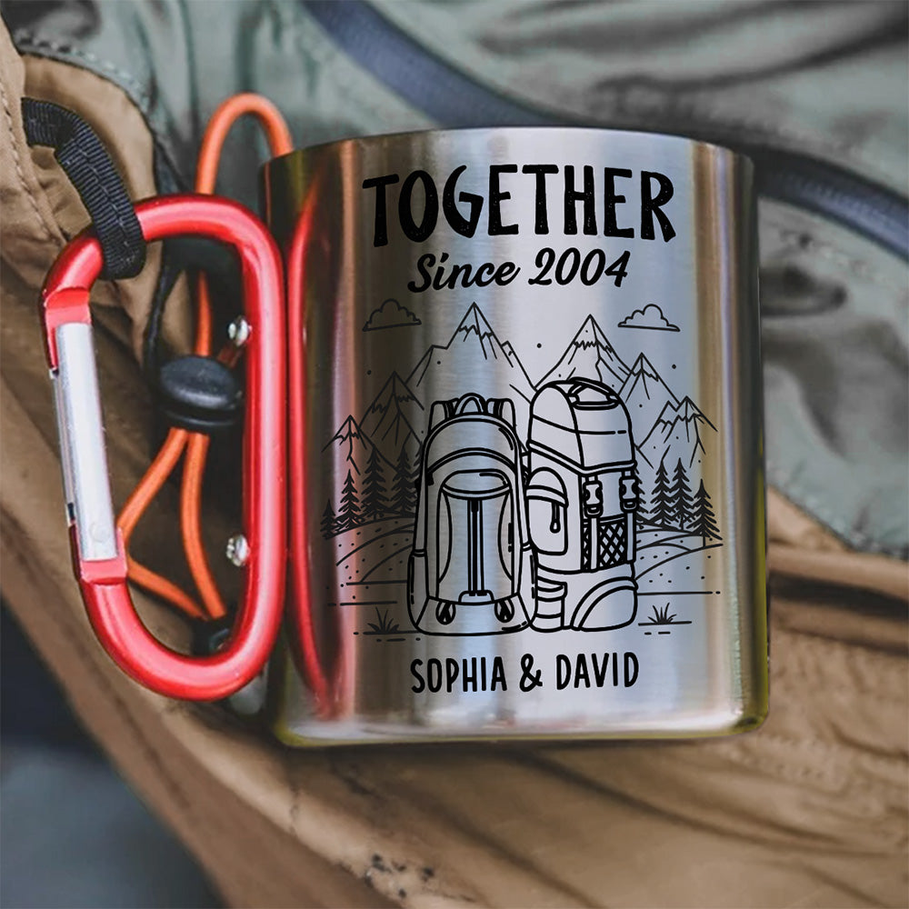 Custom Anniversary Keepsake Gifts For Couple • Together Since - Personalized Carabiner Mug