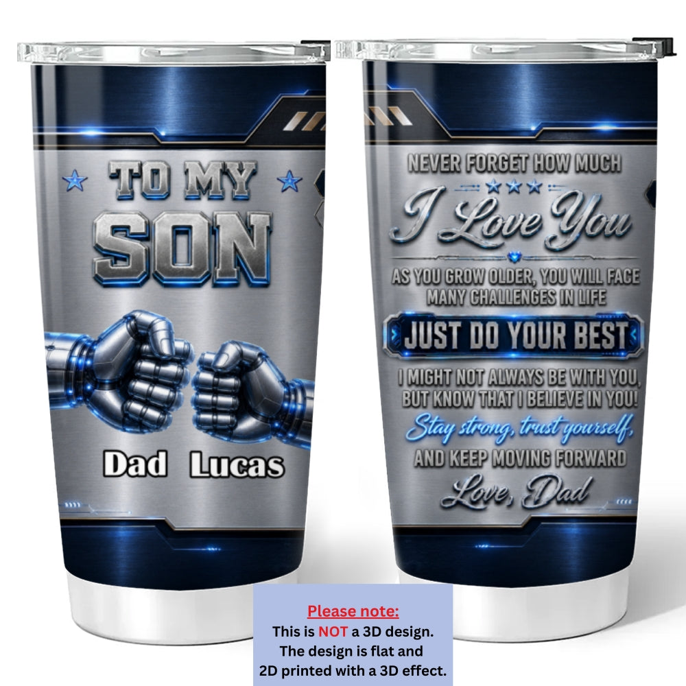Custom Christmas Birthday Gifts For Son • Strong Bond - Personalized 3D Effect Tumbler