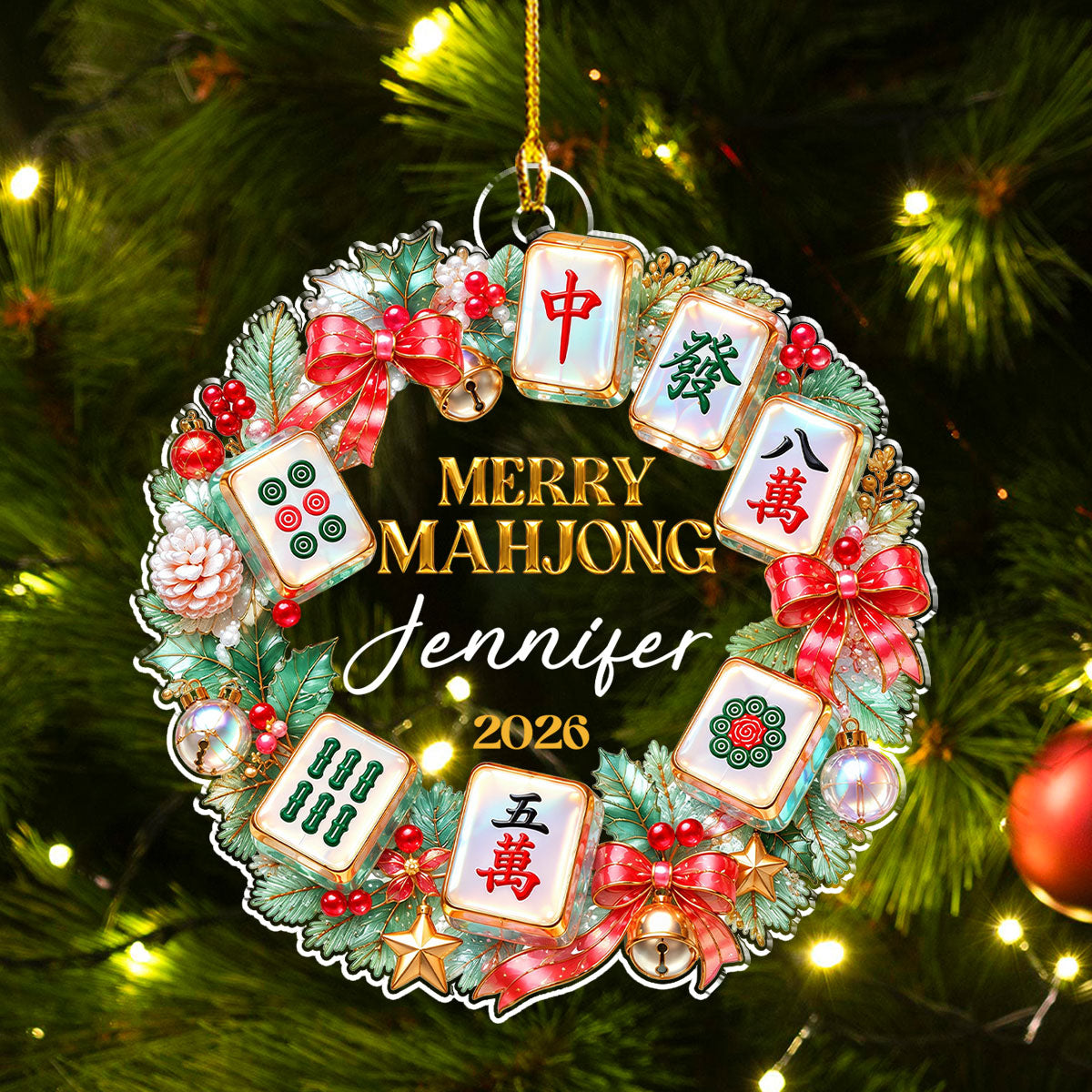 Custom Keepsake Christmas Ornament •  Mahjong Tiles - Personalized Acrylic Ornament