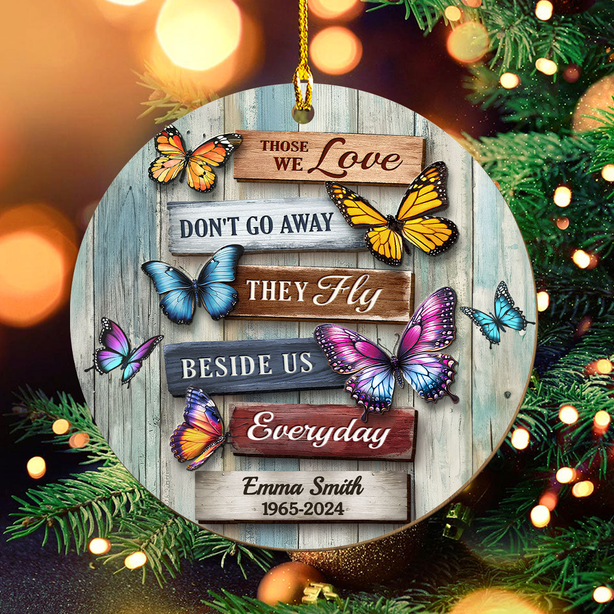 Custom Memorial Christmas Ornament, Sympathy Keepsake •  Your Love Will Guide Us Always - Personalized Wood Ornament