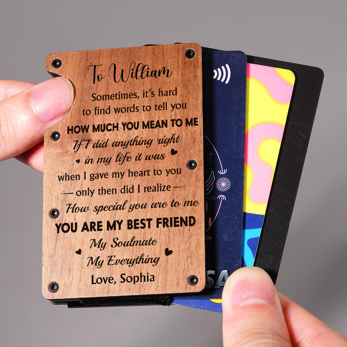 You Mean Everything To Me - Personalized Wooden Card Holder