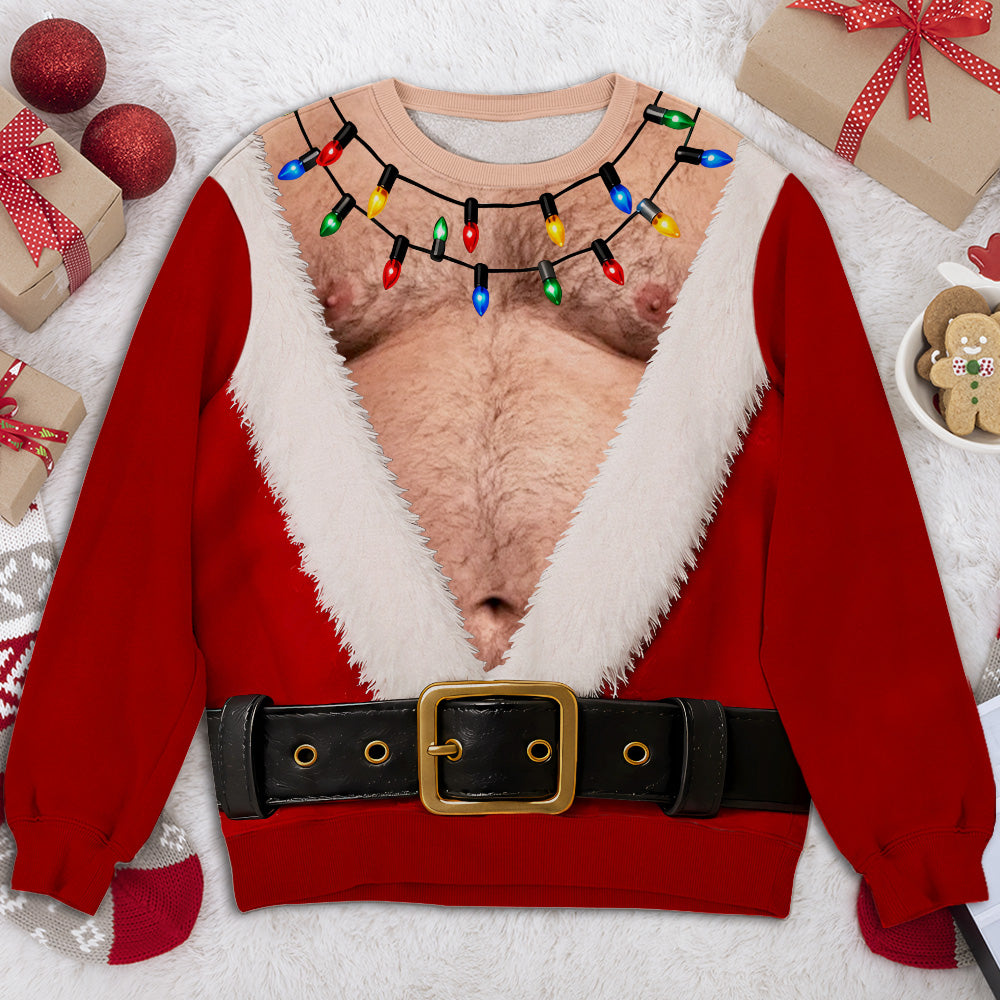 Custom Funny Ugly Sweatshirt, Couple Christmas Gift • Santa Never Looked This Good - Personalized All-Over-Print Sweatshirt