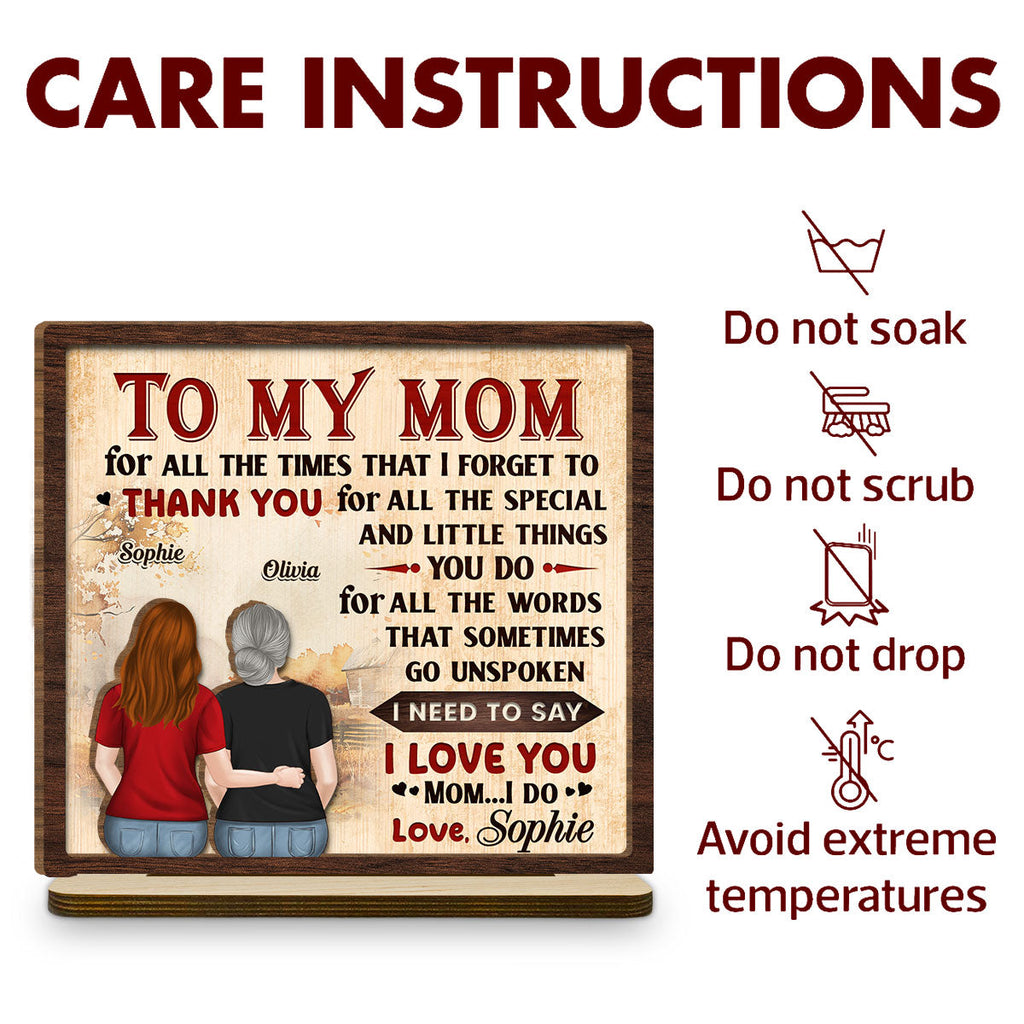Custom Mother's Day Decor, Gift for Mom & Grandma • To My Mom - Personalized 2-Layer Wood Plaque With Flat Base