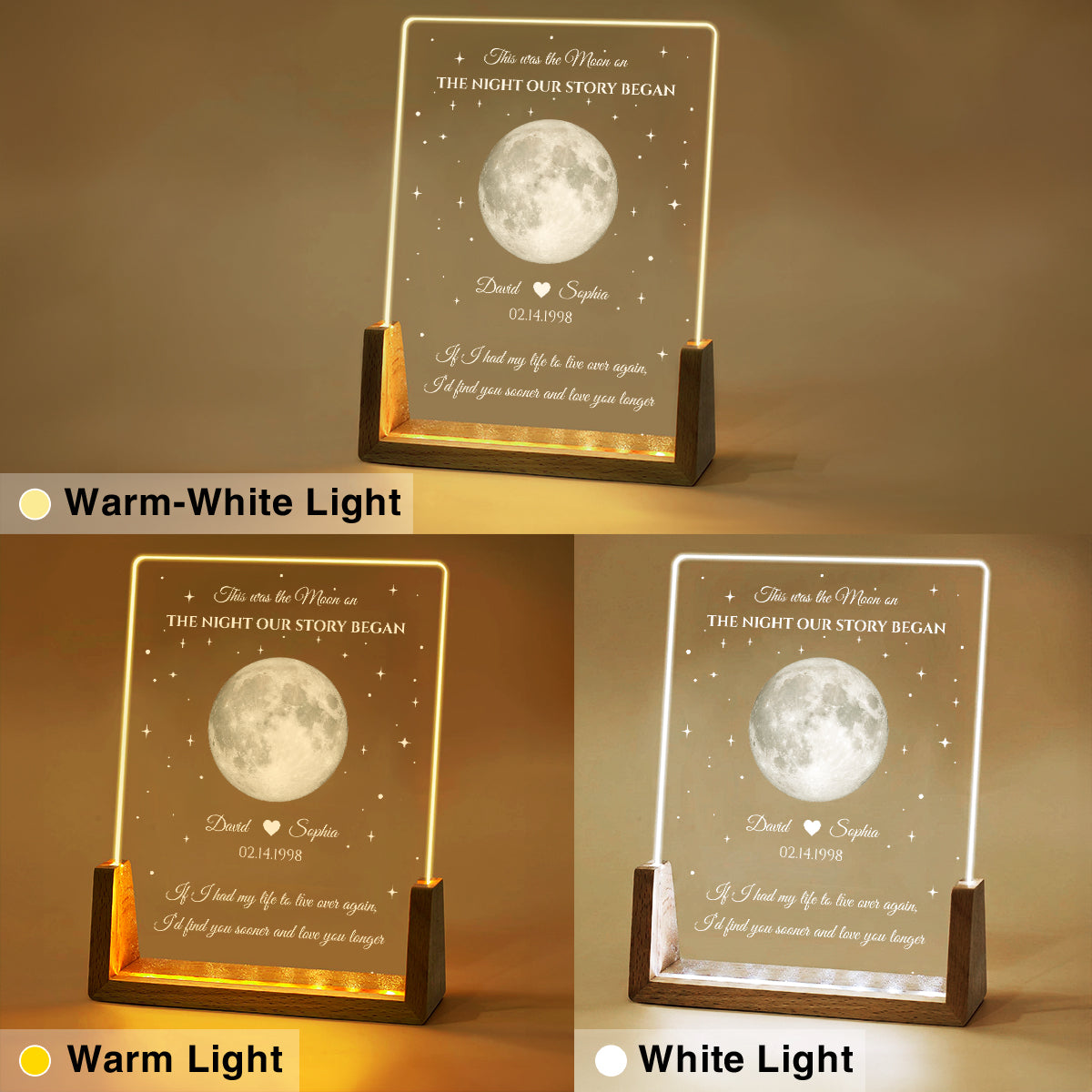 Custom Anniversary, Wedding, Christmas Gift For Husband, Him• The Moon - Personalized Night Light