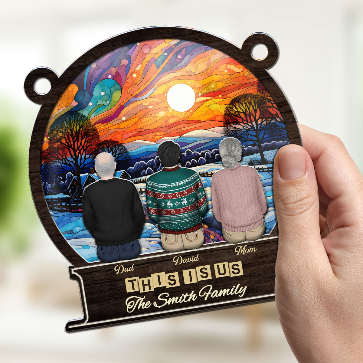 Custom Family Hanging Decor, Christmas Gift for Family Members • Family Forever And Ever - Personalized Suncatcher