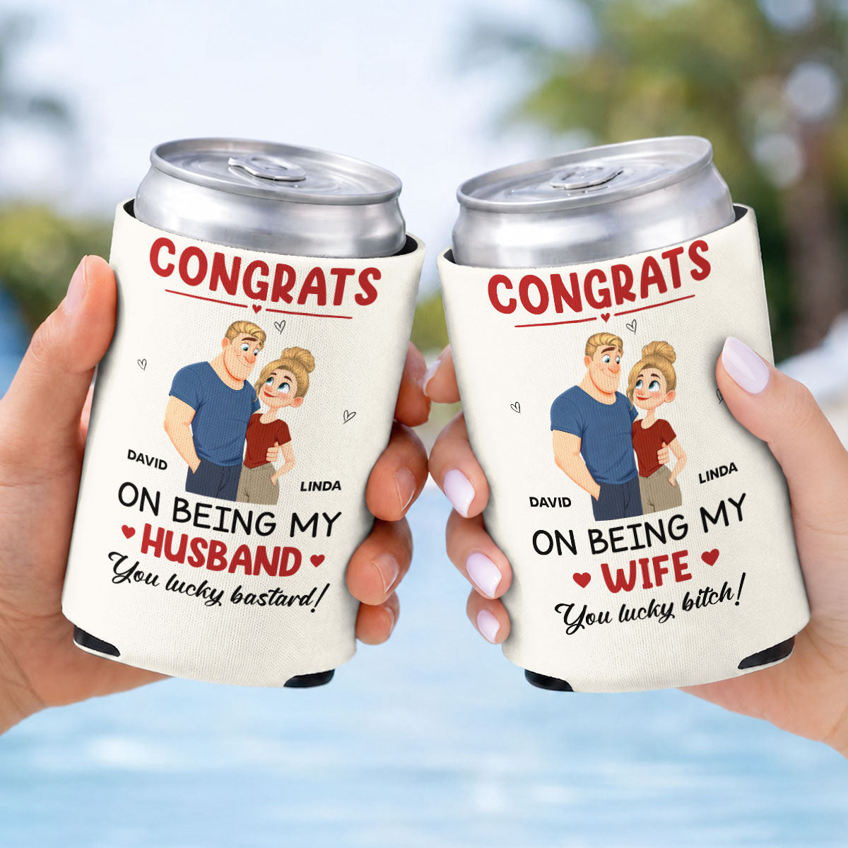 Congrats On Being My Husband - Personalized Skinny Can Cooler
