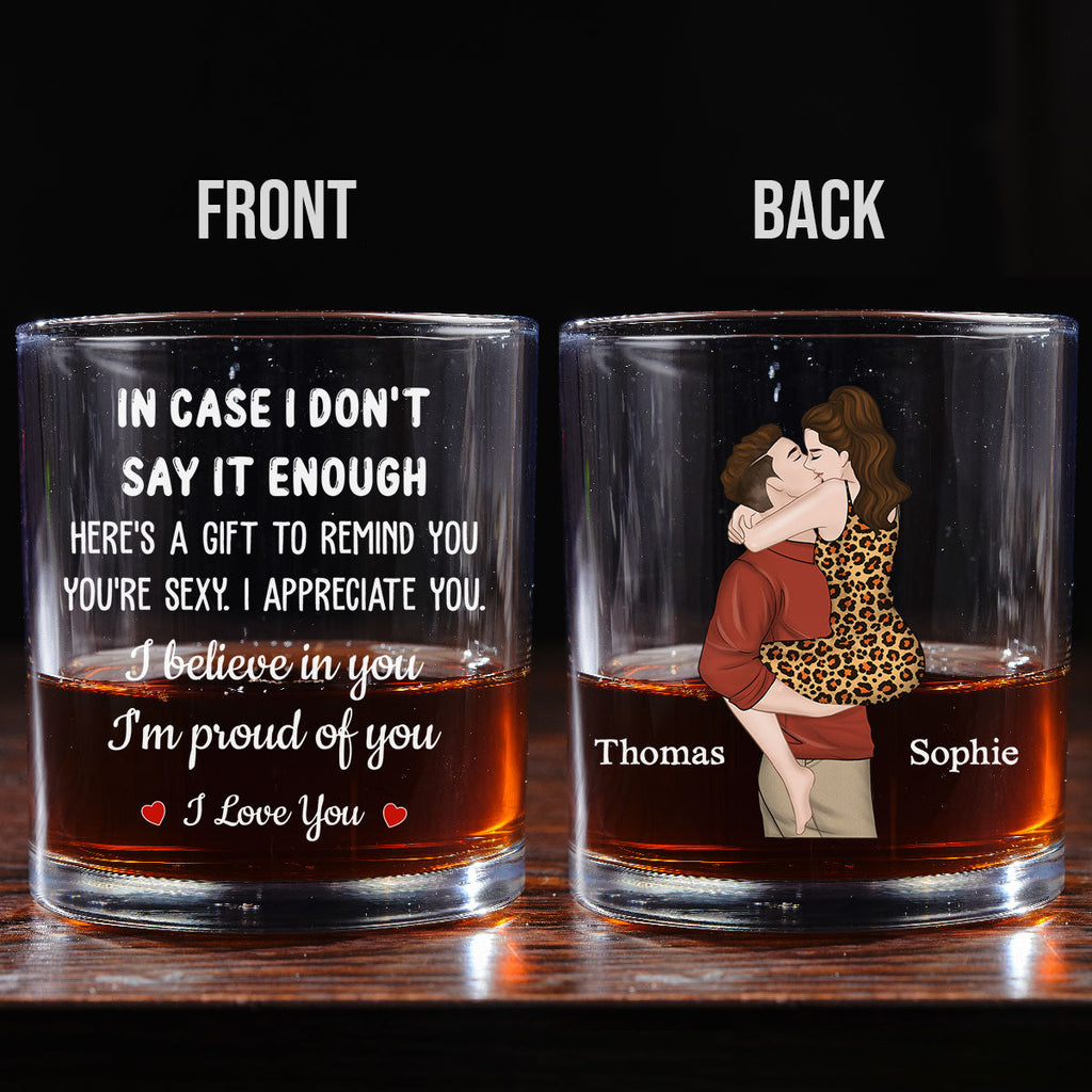 Custom Christmas Anniversary Birthday Drinkware Gifts for Couple • I Love You - Personalized Whiskey Glass