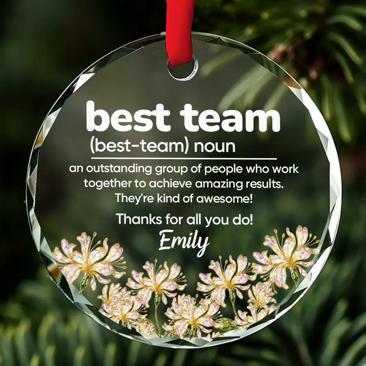 Custom Coworker Christmas Ornament, Team Appreciation Gift •  Thanks For All You Do - Personalized Glass Ornament