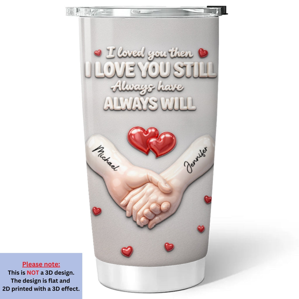 Custom Christmas Anniversary Gifts For Couple • Forever Holding Hands - Personalized 3D Effect Tumbler