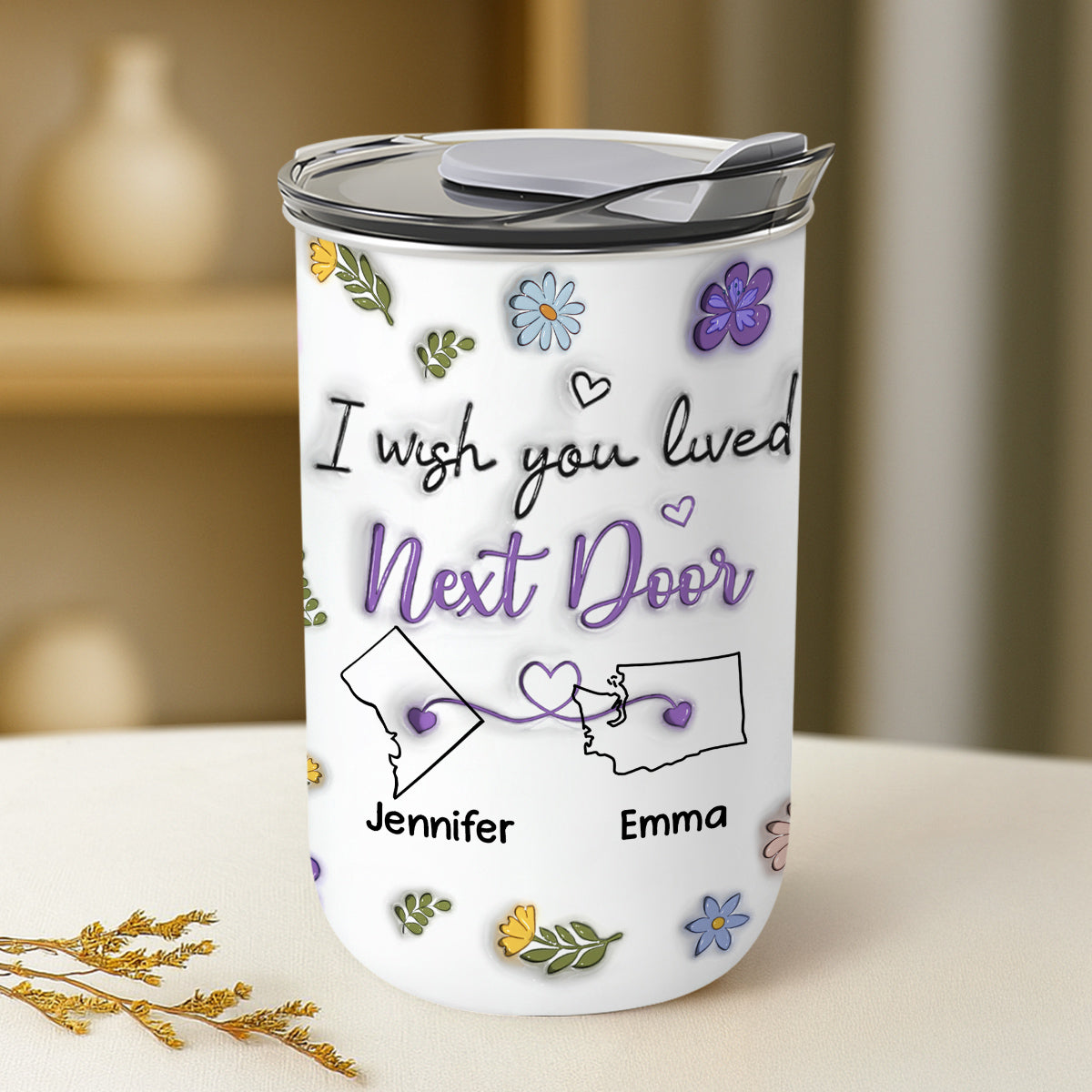 Custom Christmas Birthday Gifts For Best Friend • I Wish We Lived Closer - Personalized 10oz Tumbler