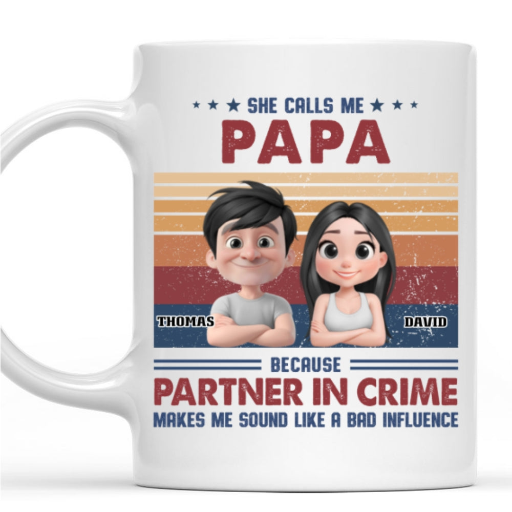 Custom Father's Day, Special Gift for Dad & Grandpa • Partner In Crime With My Grandkids - Personalized Coffee Mug
