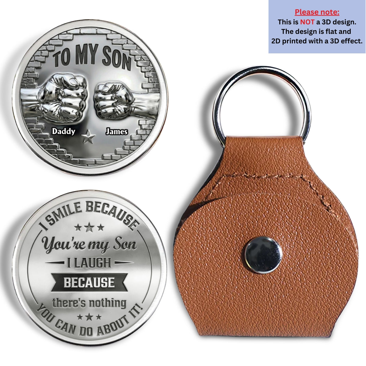 Custom Coin Keychain for Son, Father's Day Birthday Gifts • I Smile Because You - Personalized Pocket Hug