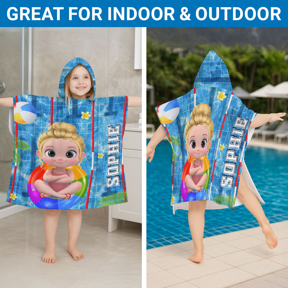 Time For The Beach - Personalized Hooded Beach Towel