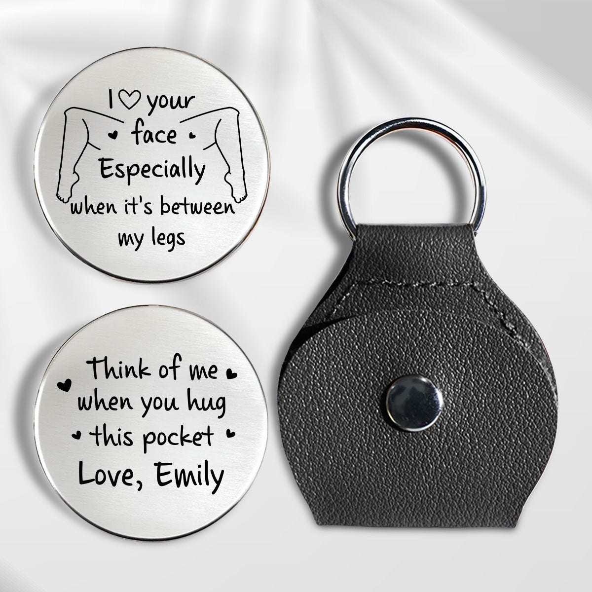 Custom Coin Keychain for Husband, Couple Anniversary Valentine's Day Gifts • Think Of Me - Personalized Pocket Hug