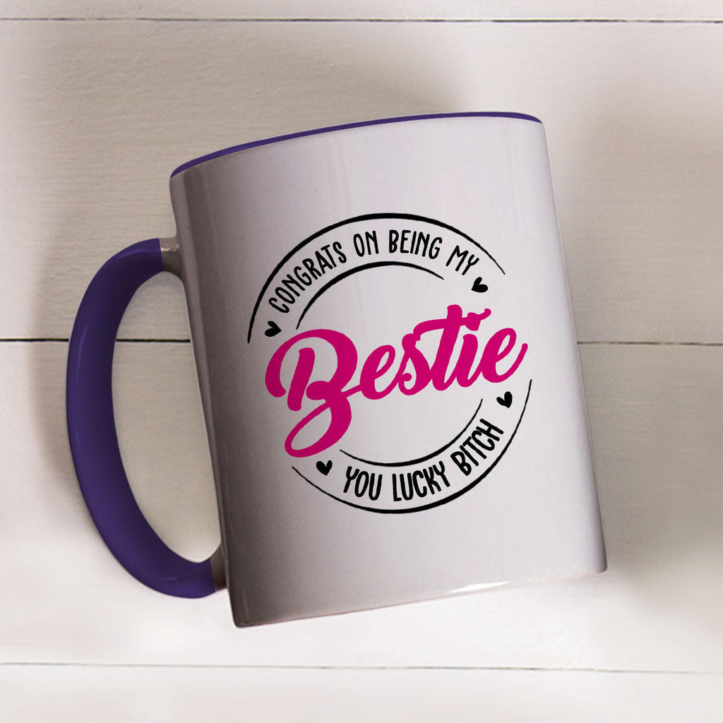 Custom Best Friend, Christmas & Birthday Friendship Keepsake Gift • You Lucky Bitch - Personalized Accent Mug