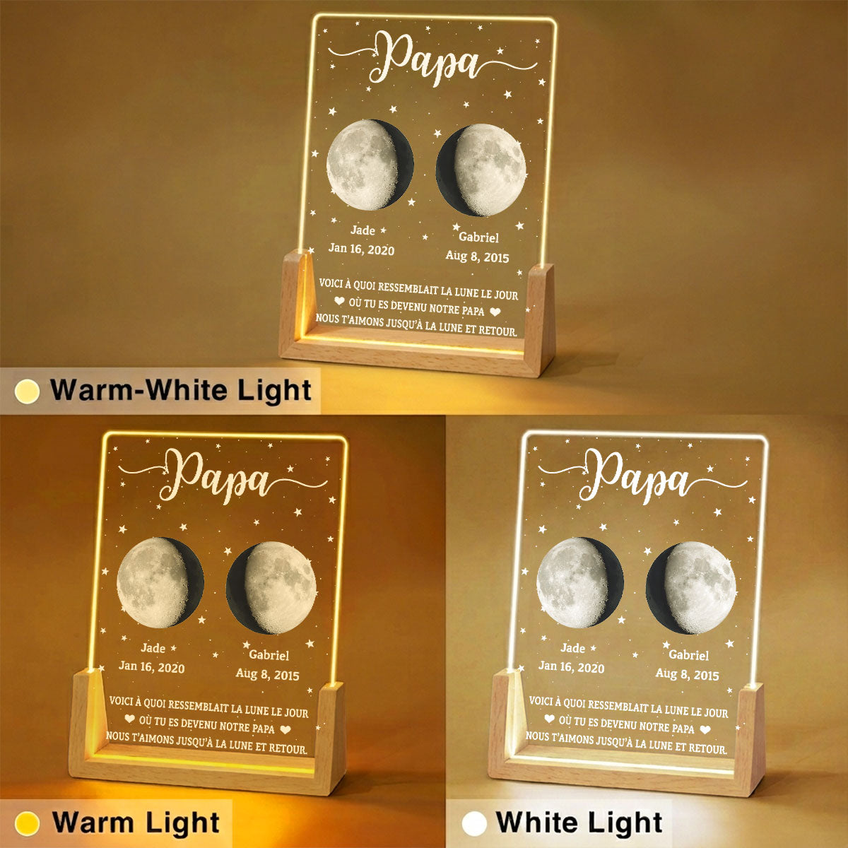 Custom Father's Day Gift for Dad Grandpa • Voici À Quoi Ressemblait La Lune 2 - Veilleuse personnalisée sur mesure