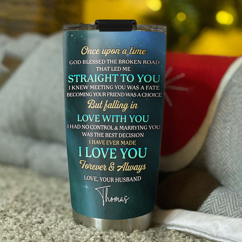 Custom Christmas Anniversary Gifts For Couple • God Blessed The Broken Road - Personalized Tumbler