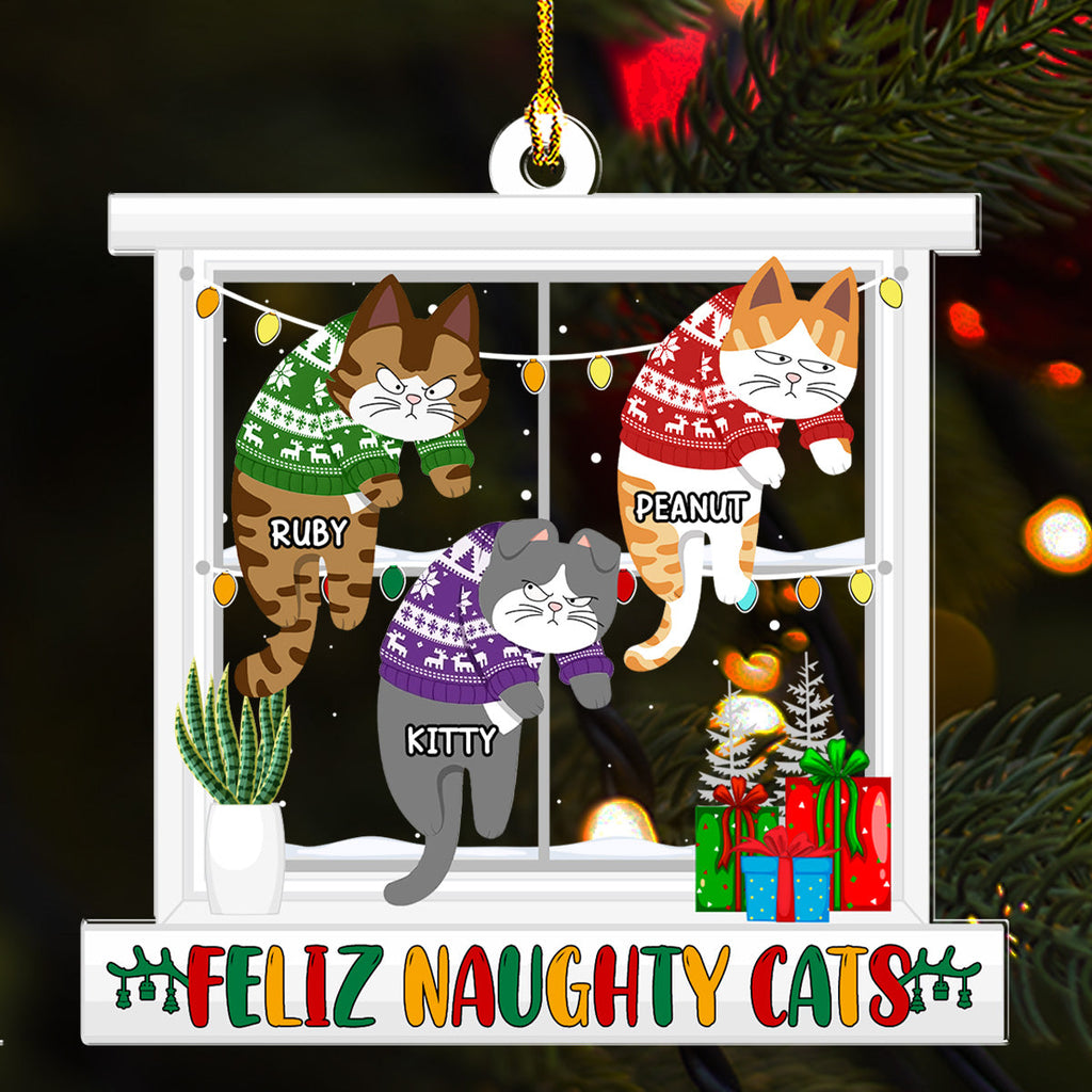 Custom Keepsake Christmas Ornament •  Meowy Christmas - Personalized Acrylic Ornament