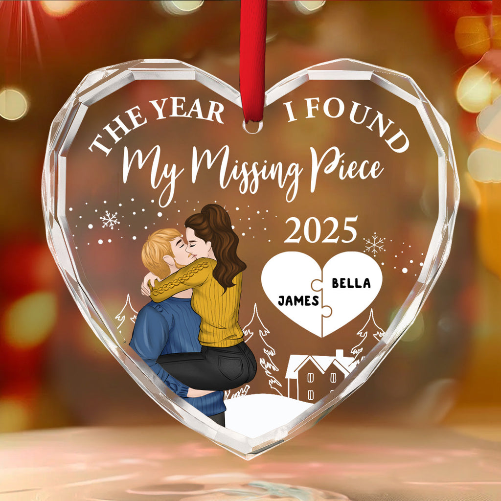 Custom Couple Christmas Ornament, Anniversary Gift •  The Piece I Found - Personalized Glass Ornament