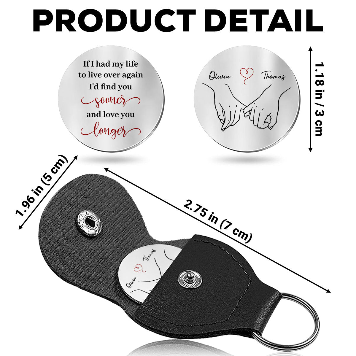 Custom Coin Keychain for Wife, Couple Anniversary Valentine's Day Gifts • Love You - Personalized Pocket Hug