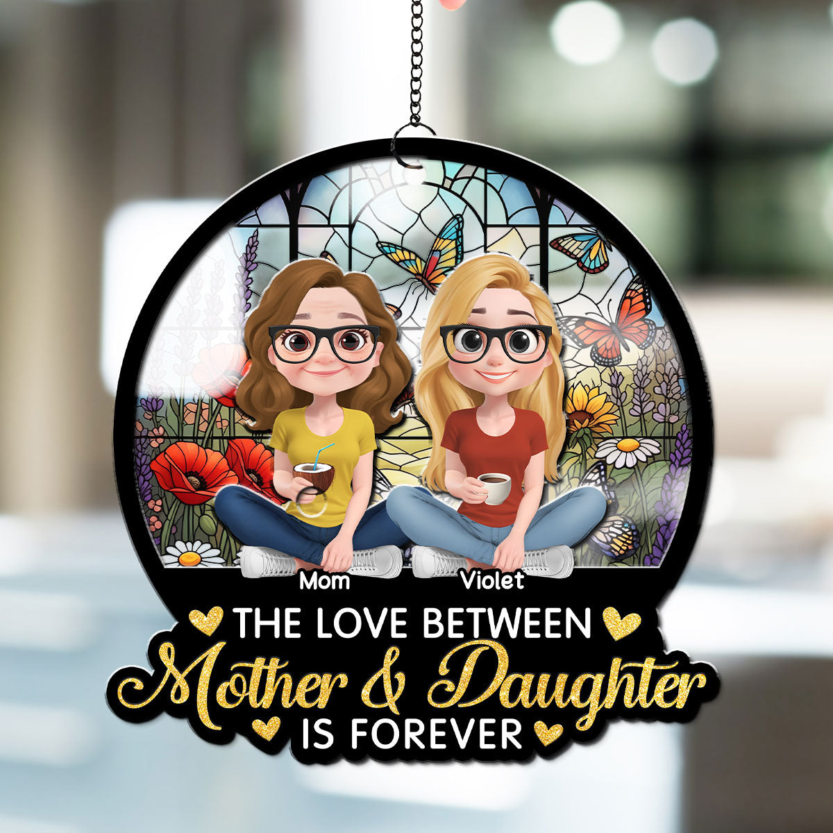 Custom Hanging Decor for Daughter Mom, Mother's Day Gifts • The Love By Heart - Personalized Suncatcher