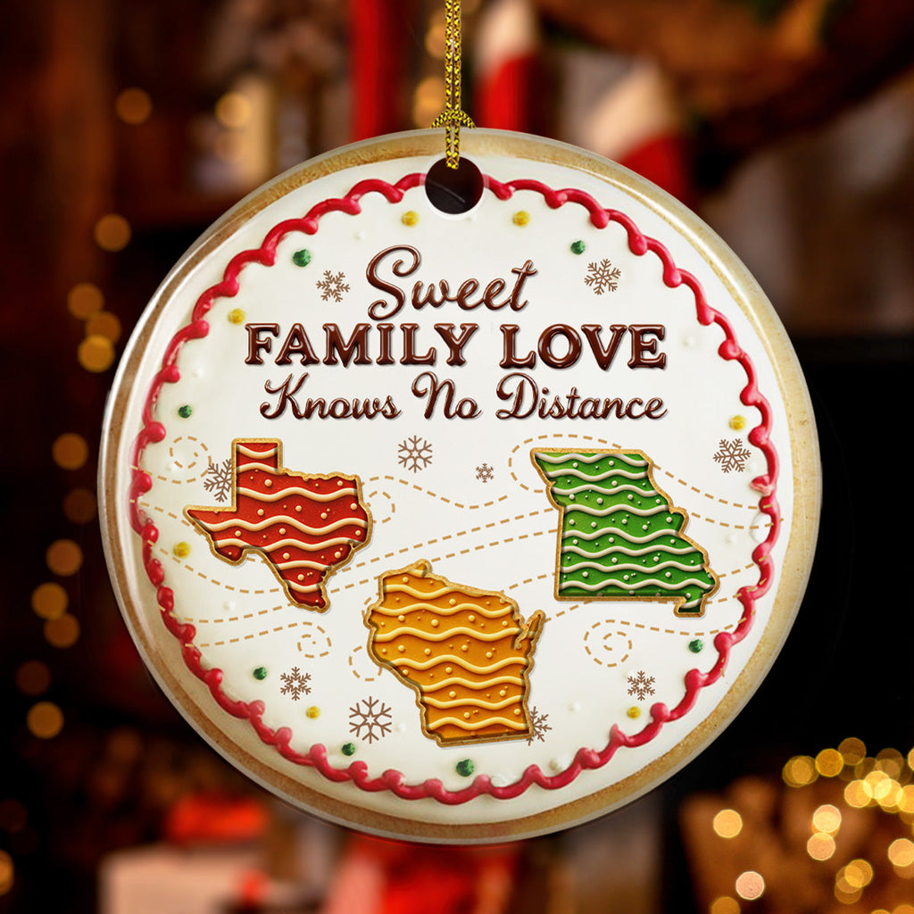 Custom Family Ornament, Christmas Gift for Family Members •  Sweet Family Love - Personalized 3D Effect Ceramic Ornament