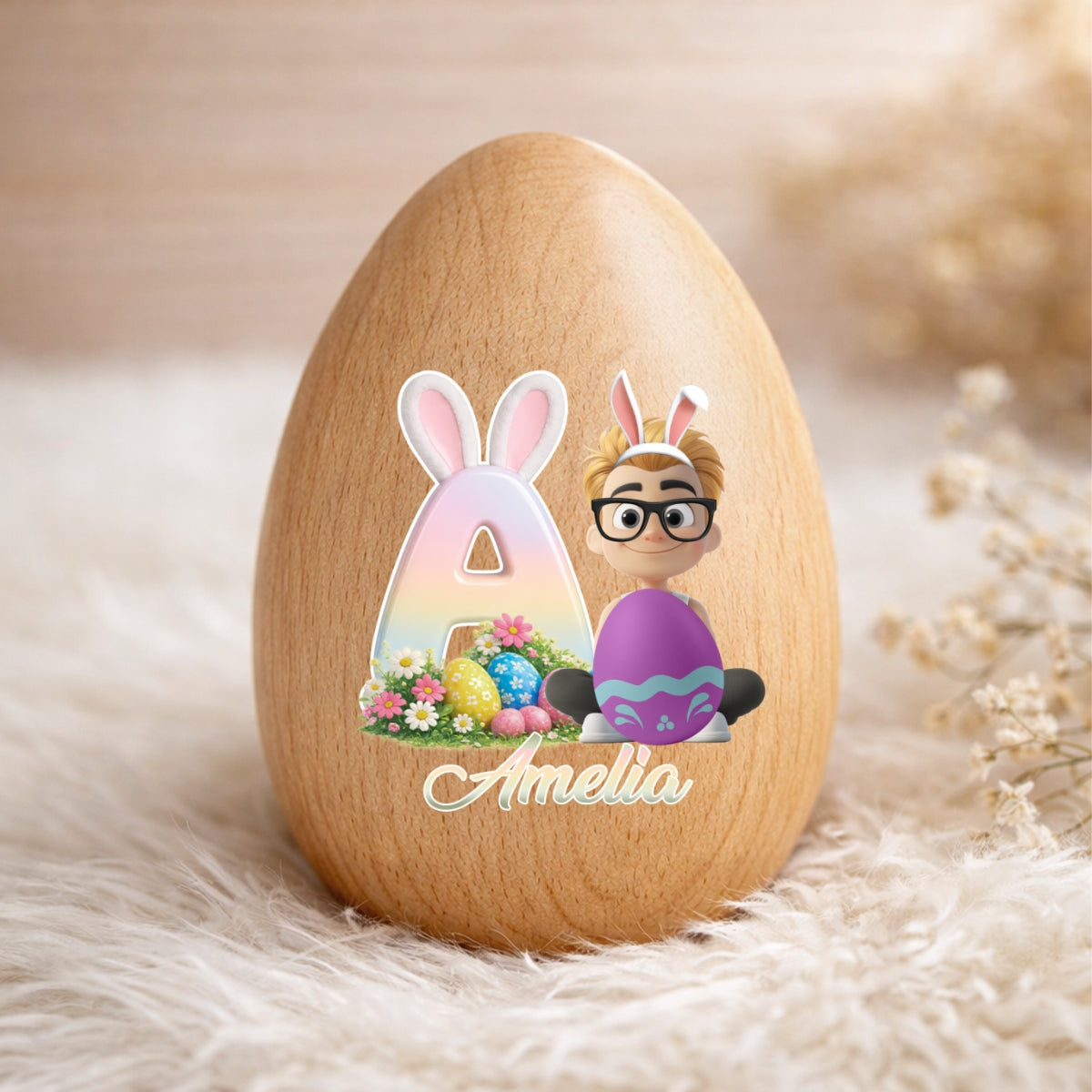 Easter Bunny - Personalized Wooden Egg Shaker