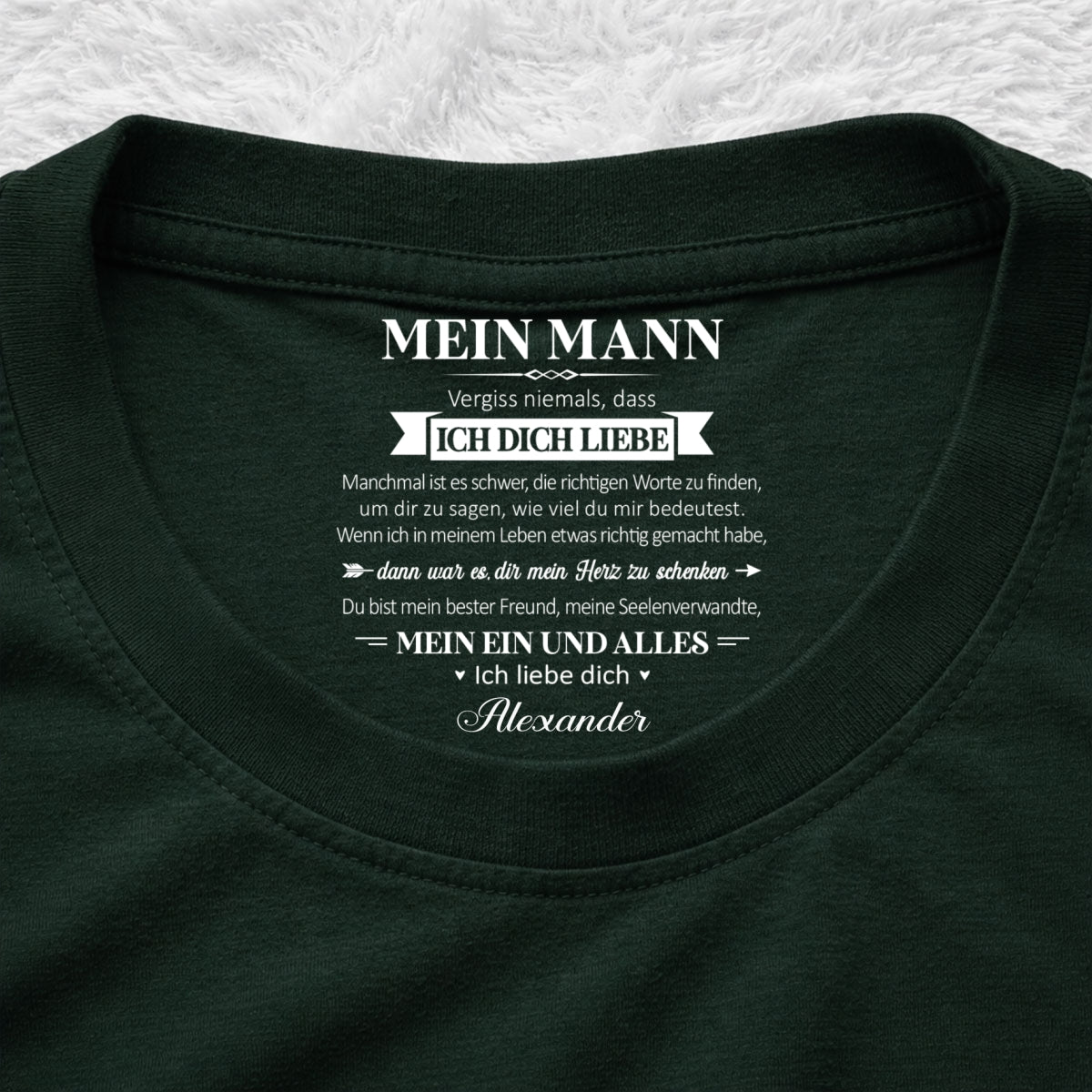 Custom Christmas Anniversary Keepsake Gifts For Husband • Mein Seelenverwandter und mein Ein und Alles – T-Shirt mit personalisiertem Aufdruck im Innenkragen