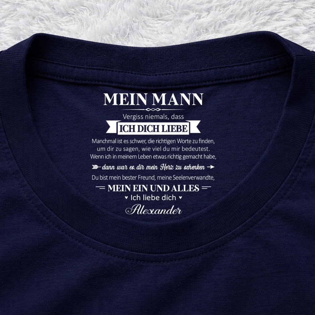 Custom Christmas Anniversary Keepsake Gifts For Husband • Mein Seelenverwandter und mein Ein und Alles – T-Shirt mit personalisiertem Aufdruck im Innenkragen