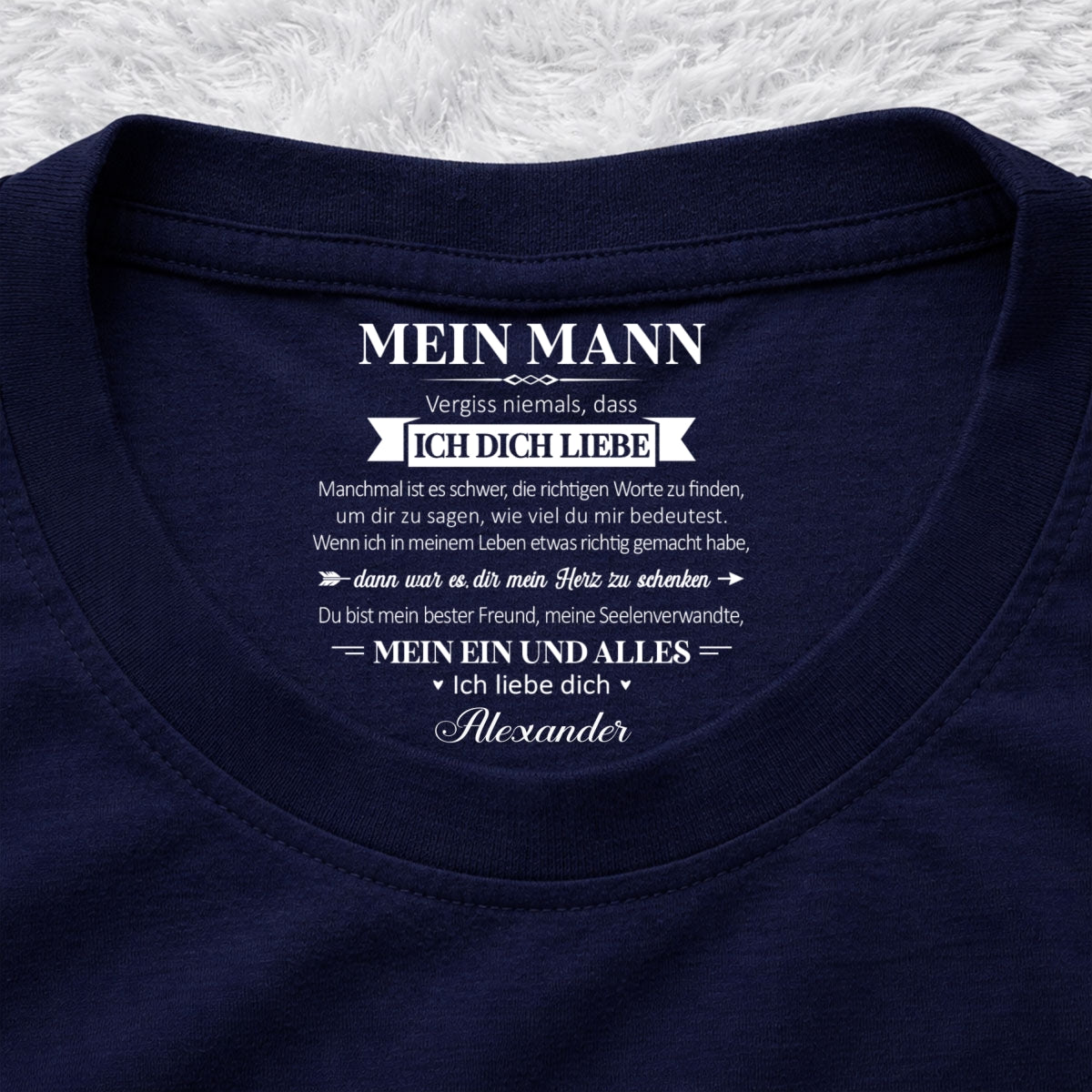 Custom Christmas Anniversary Keepsake Gifts For Husband • Mein Seelenverwandter und mein Ein und Alles – T-Shirt mit personalisiertem Aufdruck im Innenkragen