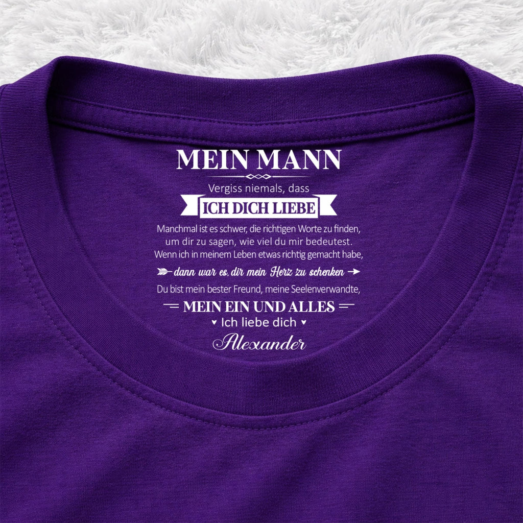 Custom Christmas Anniversary Keepsake Gifts For Husband • Mein Seelenverwandter und mein Ein und Alles – T-Shirt mit personalisiertem Aufdruck im Innenkragen