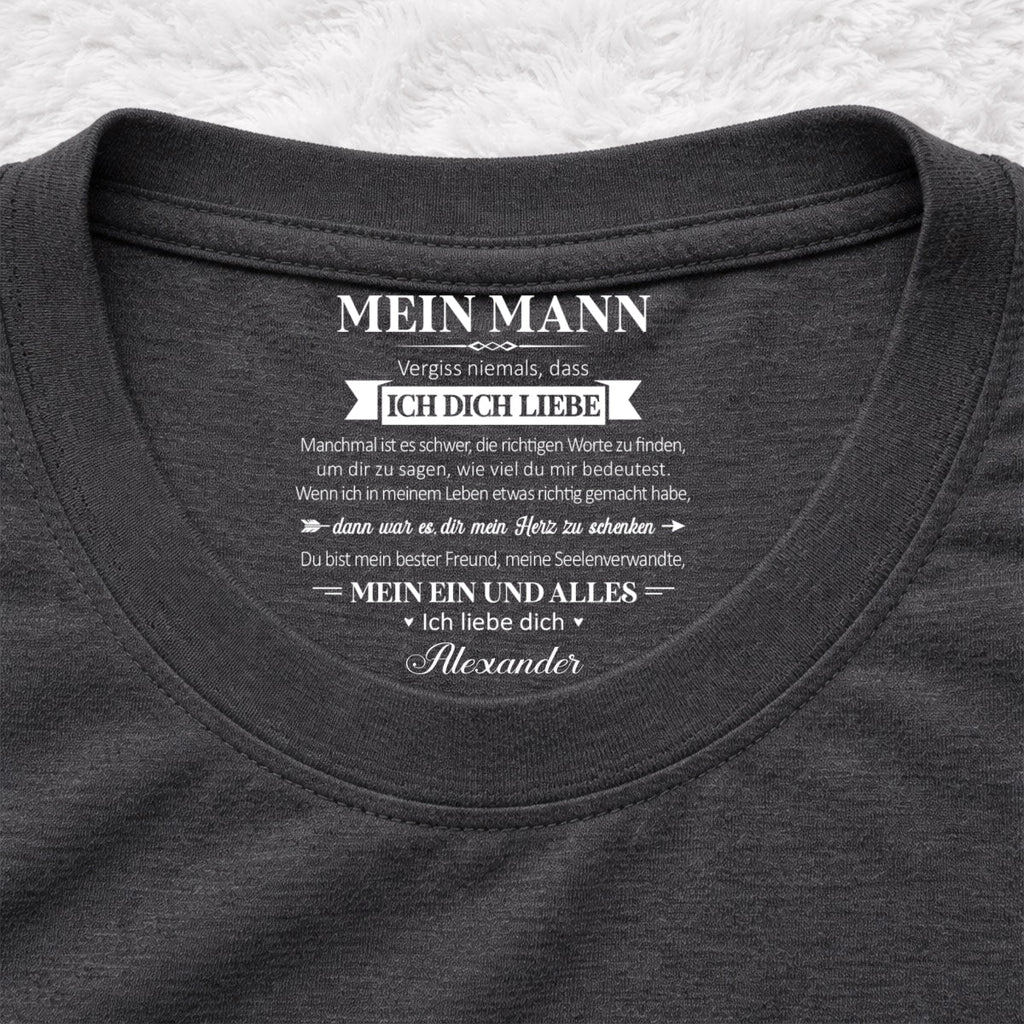 Custom Christmas Anniversary Keepsake Gifts For Husband • Mein Seelenverwandter und mein Ein und Alles – T-Shirt mit personalisiertem Aufdruck im Innenkragen