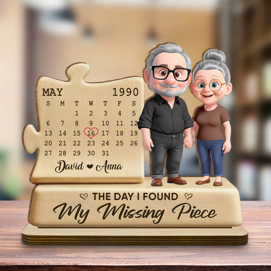 Custom Couple's Decor, Anniversary & Wedding Gift • The Missing Piece - Personalized 2-Layer Wood Plaque With Flat Base