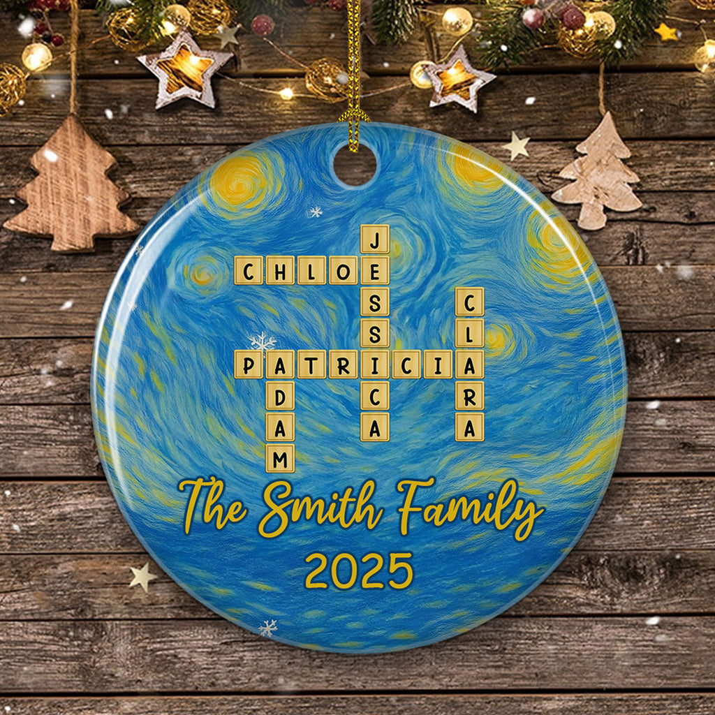 Custom Family Ornament, Christmas Gift for Family Members •  Joyful Family Christmas - Personalized Ceramic Ornament