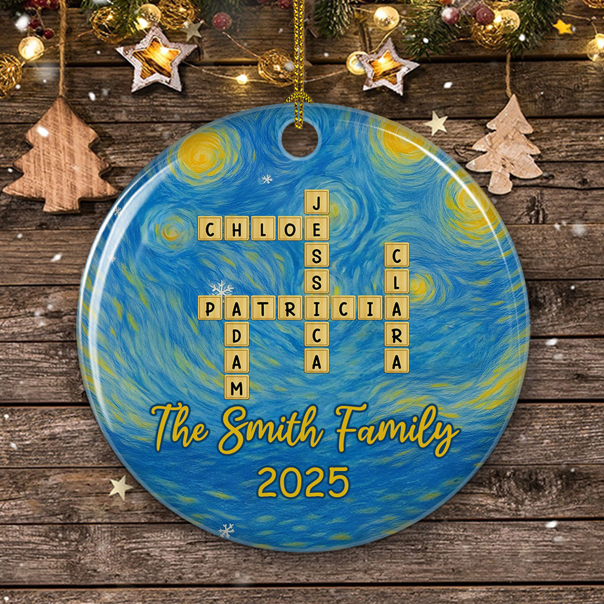 Custom Family Ornament, Christmas Gift for Family Members •  Joyful Family Christmas - Personalized Ceramic Ornament